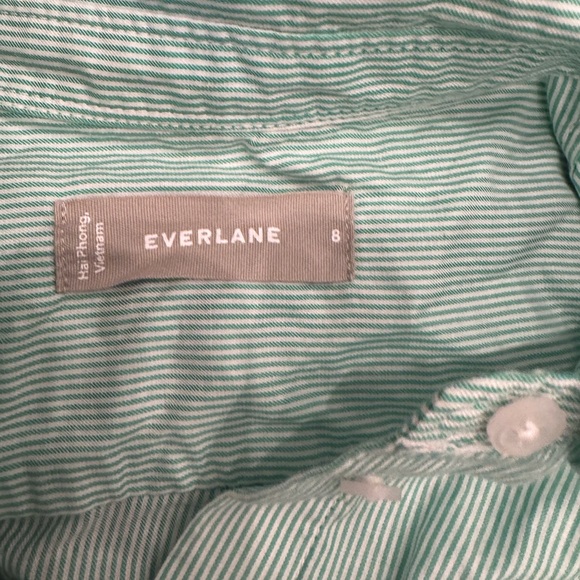 Everlane Silky Cotton Shirt in green and white stripe NWOT - Picture 3 of 4
